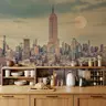 Vintage Manhattan Skyline Wall Mural with Full Moon 8