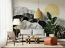 Abstract Marble Mountainscape Wall Mural with Gold Sun 7