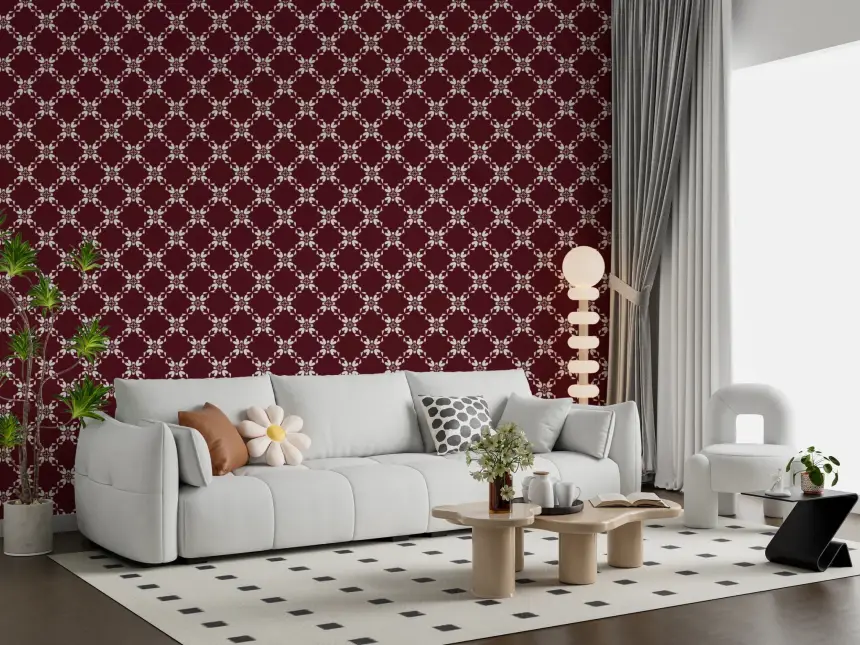 Maroon Lattice Wallpaper