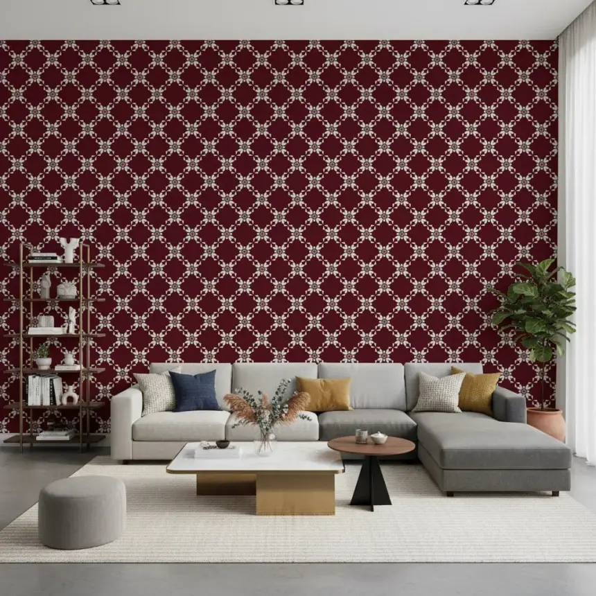 Maroon Lattice Wallpaper