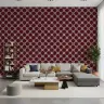 Maroon Floral Lattice Pattern Wallpaper 7