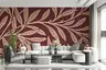 Elegant Maroon Botanical Leaf Pattern Wallpaper 7