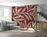 Elegant Maroon Botanical Leaf Pattern Wallpaper 6