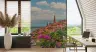 Magenta Bougainvillea Terracotta Rooftop Village Coastal Wall Mural 7