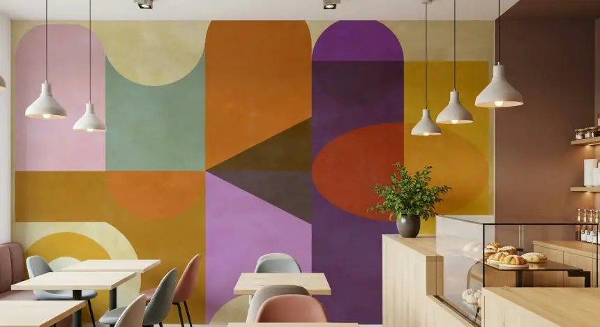 Mid-Century Abstract Wall Mural