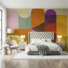 Vibrant Mid-Century Geometric Abstract Wall Mural 7
