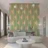 Playful Mint and Peach Geometric Diamond Wallpaper 7