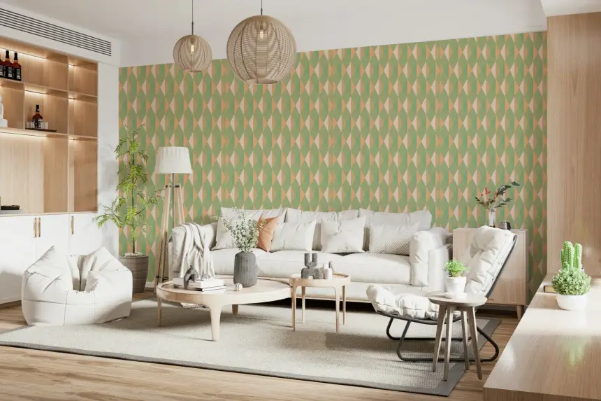 Mint & Peach Triangles Wallpaper