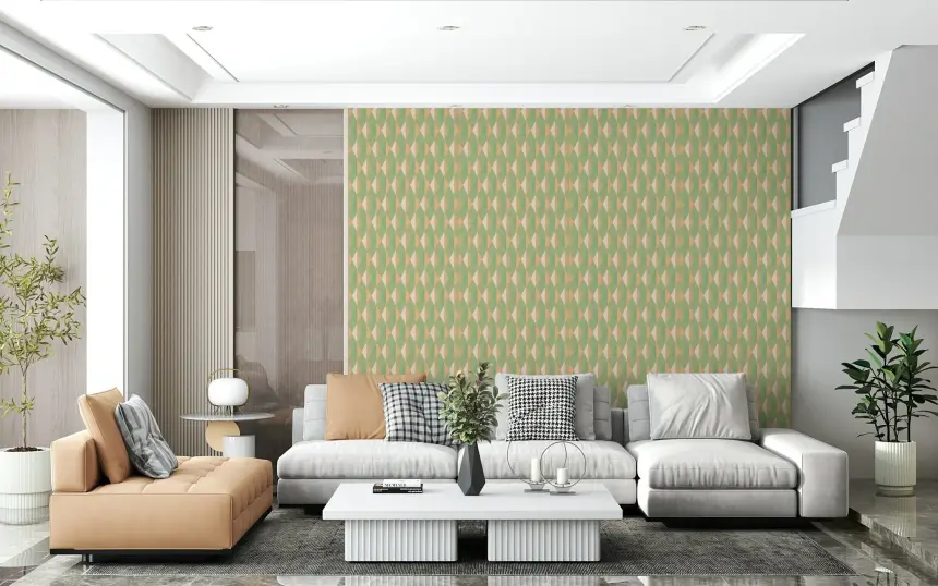 Mint & Peach Triangles Wallpaper