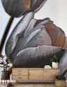 Muted Grey Tulip Petals Wall Mural 7