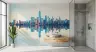 Azure Orange Cityscape Reflected Skyline Wallpaper Mural 7