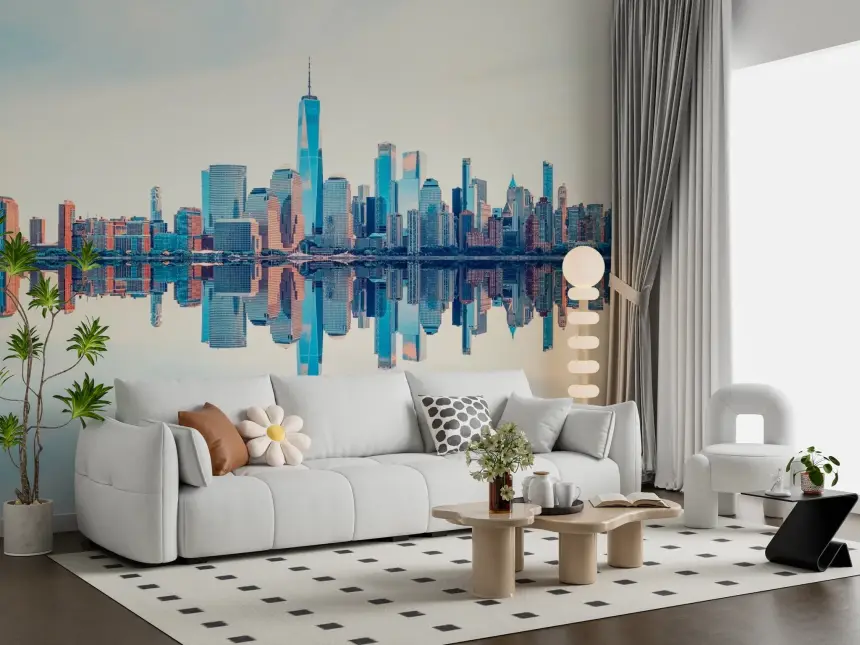 Mirrored Metropolis Wall Mural