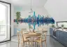 Azure Orange Cityscape Reflected Skyline Wallpaper Mural 8