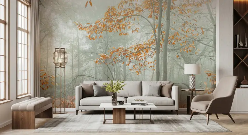 Misty Autumn Morning Wall Mural
