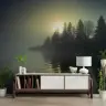 Misty Lake Forest Sunrise Wall Mural 7