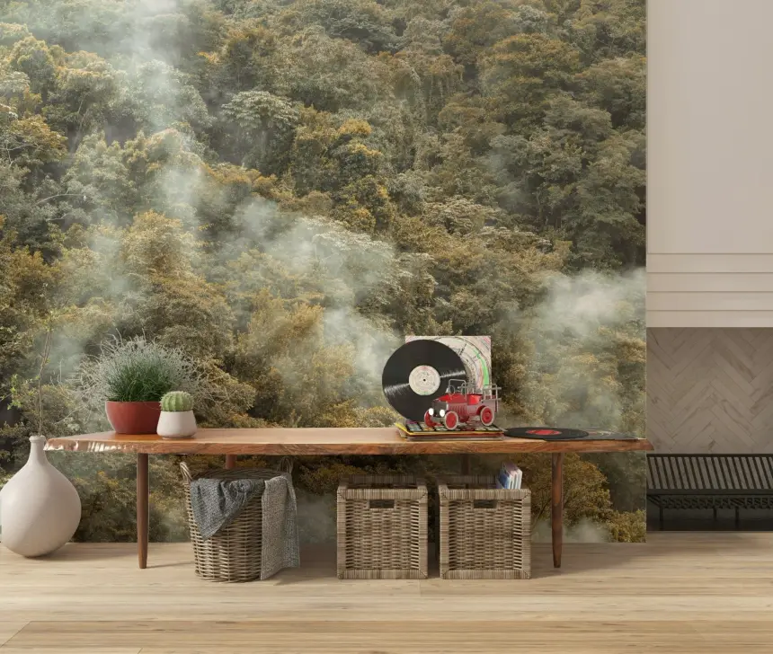 Misty Forest Canopy Wall Mural