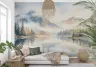 Serene Watercolor Mountain Lake Wall Mural 8