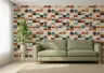 Retro Geometric Circles and Squares Pattern Wallpaper 6