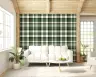 Modern Green and Beige Tartan Check Wallpaper 7