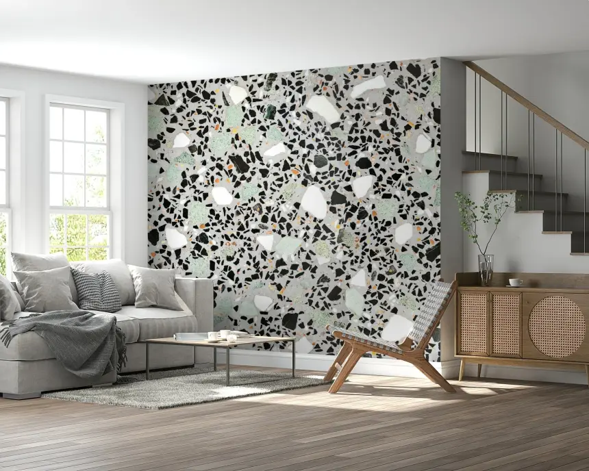 Modern Grey Terrazzo Wall Mural