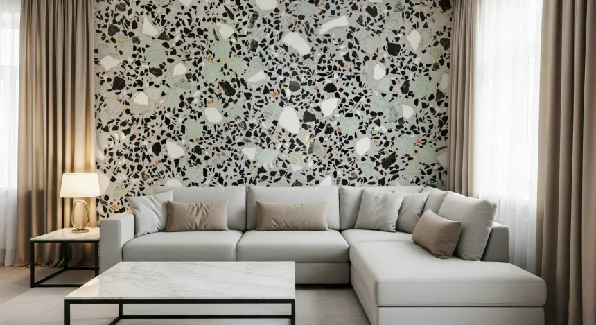 Modern Grey Terrazzo Wall Mural