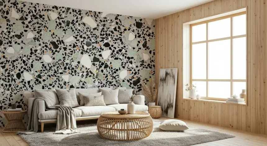 Modern Grey Terrazzo Wall Mural