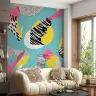 Vibrant Abstract Shapes Contemporary Wall Mural 6