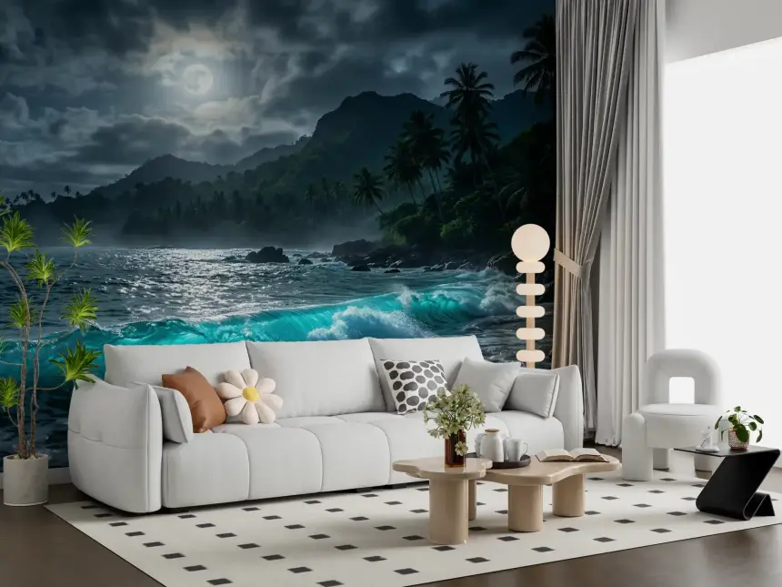 Moonlit Tropics Wall Mural
