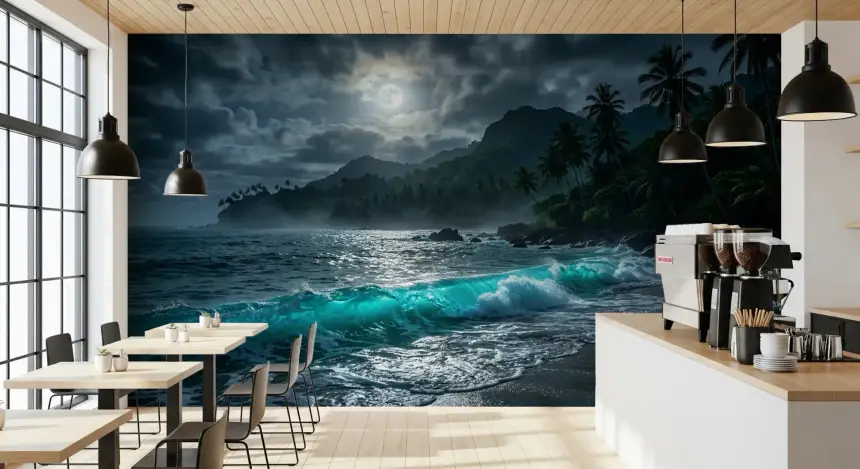 Moonlit Tropics Wall Mural