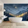 Enchanting Moonlit Mountain Forest Wall Mural 7