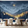 Enchanting Moonlit Mountain Forest Wall Mural 8