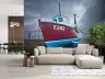 Coastal Fishing Boat Wall Mural with Dramatic Sky 8