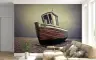 Tranquil Rustic Fishing Boat Coastal Wall Mural 7