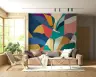 Rich Multi-Hued Flowing Curves Abstract Wall Mural 8