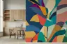 Rich Multi-Hued Flowing Curves Abstract Wall Mural 6