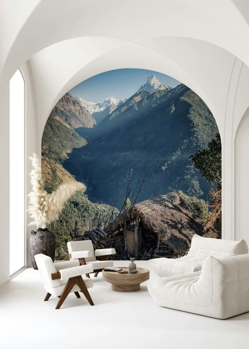 Mountain Hut Vista Wall Mural