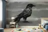 Artistic Sketch Crow Wall Mural 8