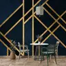 Geometric Gold and Navy Blue Textured Wallpaper 8