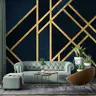 Geometric Gold and Navy Blue Textured Wallpaper 7