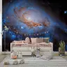 Majestic Blue Orange Galactic Swirl Wall Mural 7