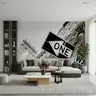 Urban One Way Sign Cityscape Wall Mural 6