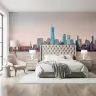 Dusky Rose Manhattan Skyline Waterfront Wallpaper 6