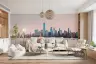 Dusky Rose Manhattan Skyline Waterfront Wallpaper 8