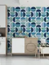 Modern Blue Geometric Semi-Circle Wallpaper 8
