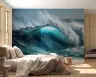 Glowing Turquoise Ocean Barrel Wall Mural 6