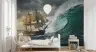 Vintage Sailing Ship Battling Stormy Ocean Wall Mural 6