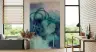 Abstract Teal Indigo Watercolor Strokes Wall Mural 6