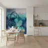 Abstract Teal Indigo Watercolor Strokes Wall Mural 8