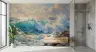 Sunlit Ocean Waves Crashing on Rocky Shore Wall Mural 7
