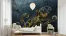 Majestic Golden Octopus Abstract Wall Mural 6